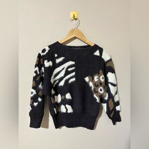 Small I.B. Diffusion Vintage Animal Print Ramie‎ Cotton Angora Sweater